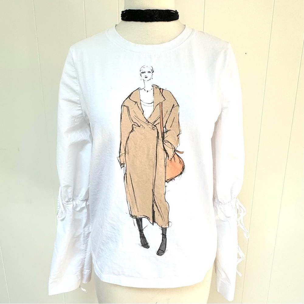 Cute Zara Bell Sleeved Fashion Woman Print Long Sleeve Shirt Trenchcoat S